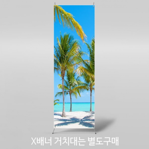 [파티붕붕] X배너 2934 / 어린이집 유치원 야자수 바다 풍경 해변 배너 포토존