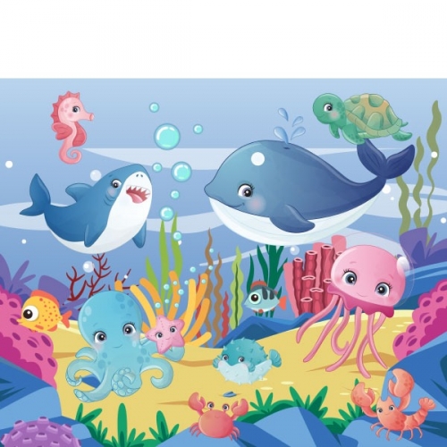 [파티붕붕] D2401 현수막 / 어린이집 유치원 여름 바다 배경 해변 파도 현수막 블루데이 포토존