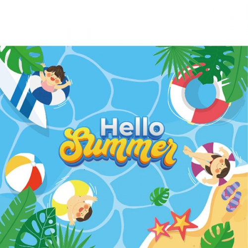 [파티붕붕] D4835 여름캠프 현수막 / 유치원 바다 물놀이 현수막 어린이집 여름 배경 포토존
