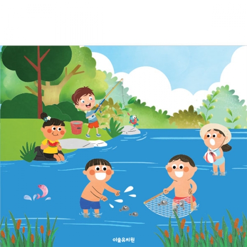[파티붕붕]D3023 물고기잡이 현수막 / 여름 시골 배경 어린이집 유치원 낚시 포토존 제작
