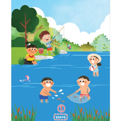 [파티붕붕]D3023 물고기잡이 현수막 / 여름 시골 배경 어린이집 유치원 낚시 포토존 제작