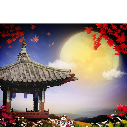 [파티붕붕]D4987 추석 현수막 / 유치원 어린이집 한가위 현수막 달님 배경 포토존