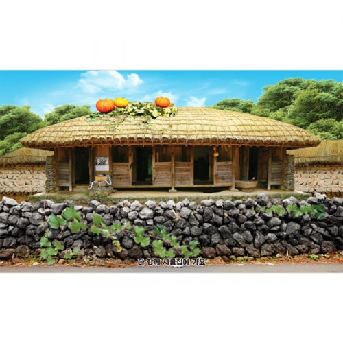 [파티붕붕]D4911 전통민속 배경 현수막 / 어린이집 유치원 전통마을 초가집 현수막 제작