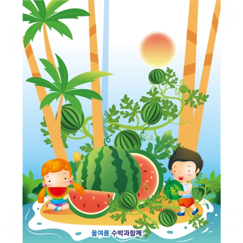 [파티붕붕]D2451 현수막 / 유치원 어린이집 여름 과일 수박 배경 현수막