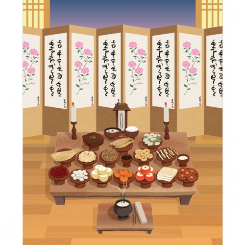 [파티붕붕]D3262 병풍 현수막 / 어린이집 유치원 전통배경 차례 명절 제사 현수막