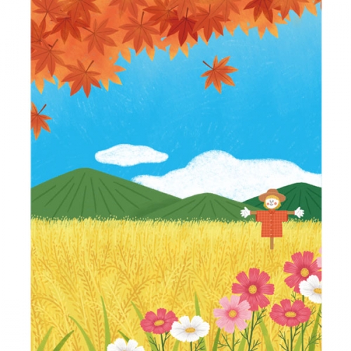 [파티붕붕]D3414 허수아비 현수막 / 코스모스 현수막 가을 단풍 배경 플랜카드 제작