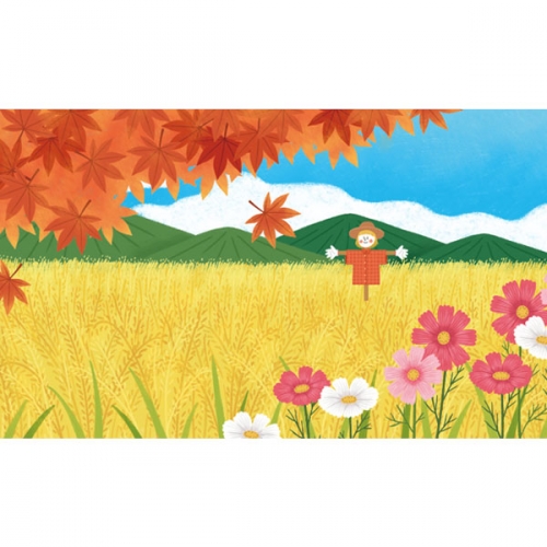 [파티붕붕]D3414 허수아비 현수막 / 코스모스 현수막 가을 단풍 배경 플랜카드 제작