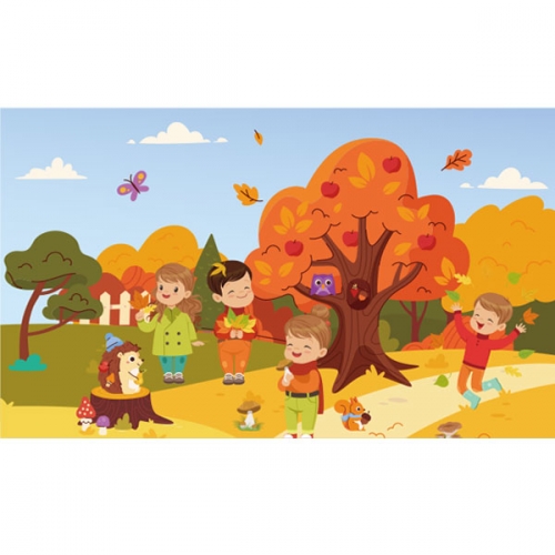 [파티붕붕]D3413 현수막 / 가을 숲속 단풍놀이 포토존 배경 현수막