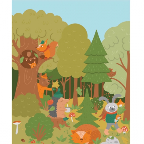 [파티붕붕]D3409 현수막 / 숲속 동물 현수막 가을 배경 포토존