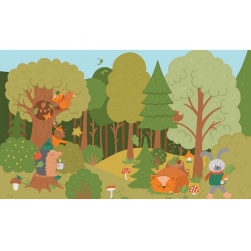 [파티붕붕]D3409 현수막 / 숲속 동물 현수막 가을 배경 포토존