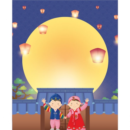 [파티붕붕]D3298 추석 현수막 / 유치원 어린이집 명절 한가위 전통 보름달 배경 현수막