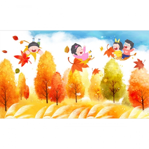 [파티붕붕] D3268 가을 현수막 / 어린이집 현수막 단풍나무 배경 플랜카드