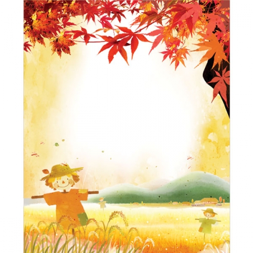 [파티붕붕]D3314 허수아비 현수막 / 가을 현수막 어린이집 유치원 들녁 벼 단풍 포토존