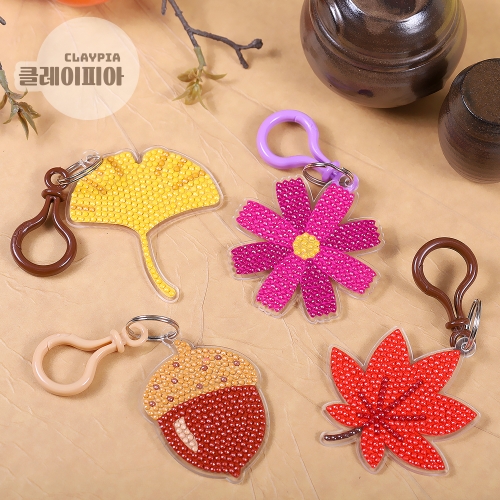 가을 낙엽 보석십자수 키링 만들기