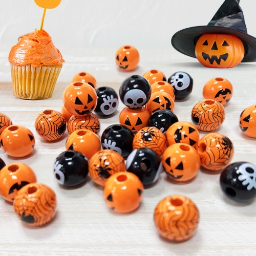 [탑키드] 할로윈 원형 나무구슬 비즈(약16mm 10개입)