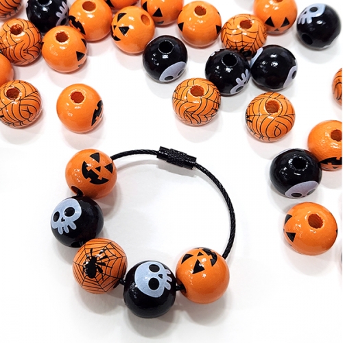 [탑키드] 할로윈 원형 나무구슬 비즈(약16mm 10개입)
