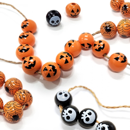[탑키드] 할로윈 원형 나무구슬 비즈(약16mm 10개입)