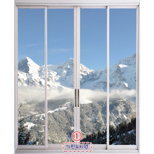 [파티붕붕]D5373 현수막 / 유치원 겨울 현수막 어린이집 눈 설경 창문 포토존 제작