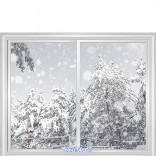 [파티붕붕]D5371 겨울 현수막 / 유치원 어린이집 설경 나무 현수막 포토존 제작
