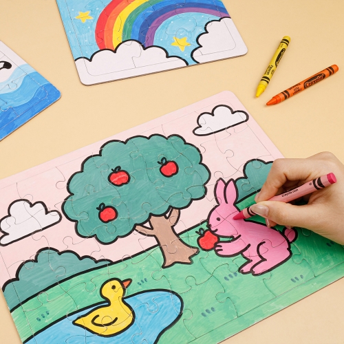 [대원피앤피] 그리기 종이 퍼즐 사각(3종 택1/무지/색칠놀이)