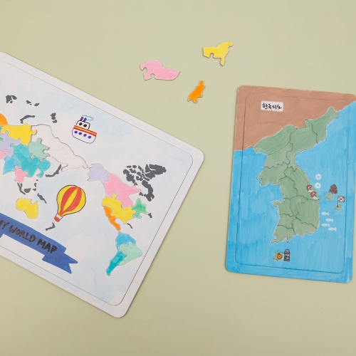 [대원피앤피] 그리기 종이 퍼즐 지도(2종 택1/무지/색칠놀이)