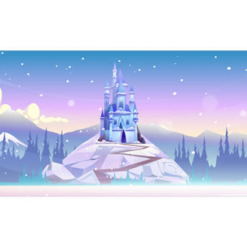[파티붕붕]D3935 궁전 현수막 / 얼음 겨울왕국 포토존 무대 배경 현수막 제작