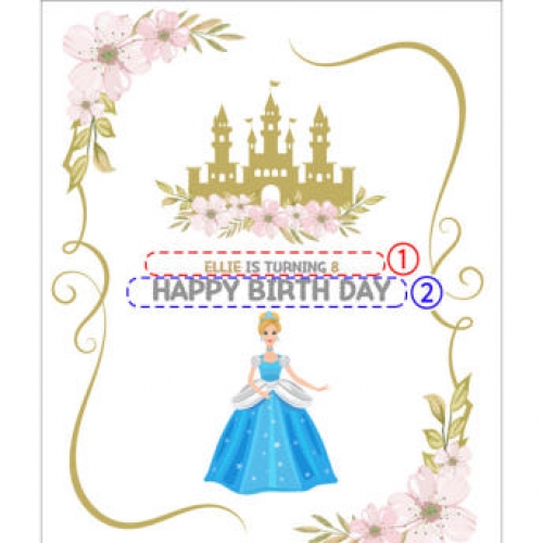 [파티붕붕] D2777 현수막 / 신데렐라 생일 현수막 플랜카드 제작 여아 생일파티 꾸미기