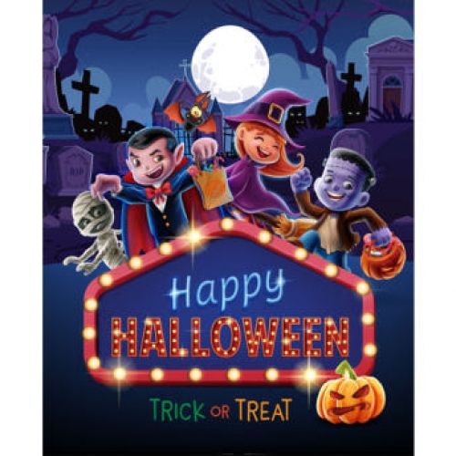 [파티붕붕] H3384 드라큘라 현수막 / 어린이집 유치원 영어 학원 할로윈 현수막 제작