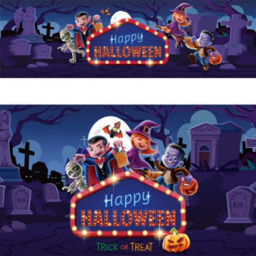 [파티붕붕] H3384 드라큘라 현수막 / 어린이집 유치원 영어 학원 할로윈 현수막 제작