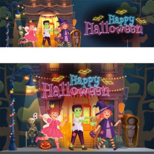 [파티붕붕] H3380 할로윈 현수막 / 어학원 유치원 할로윈데이 파티 카페 캠핑장 매장꾸미기
