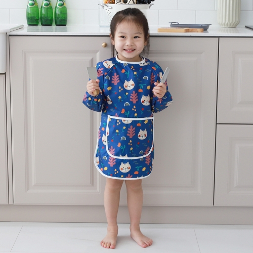 베베슈에뜨 유아동 패턴 방수 긴팔 미술가운, 방수 두건 세트