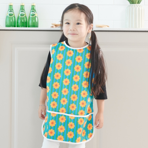 베베슈에뜨 유아동 패턴 방수 민소매 앞치마, 방수 두건, 방수 팔토시 세트