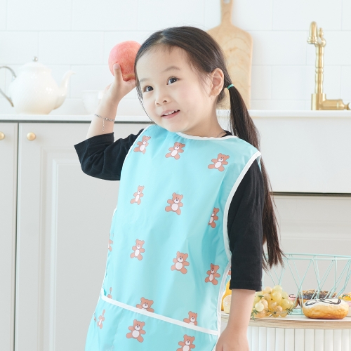 베베슈에뜨 유아동 패턴 방수 민소매 앞치마, 방수 두건, 방수 팔토시 세트