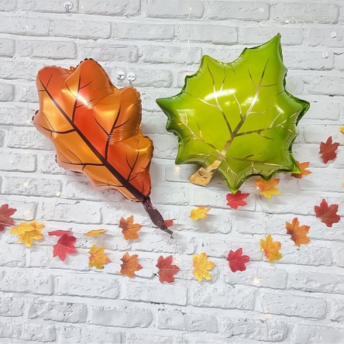 [파티붕붕]길쭉 빨간 낙엽 풍선 / 어린이집 유치원 단풍잎 은박풍선 가을행사 소품