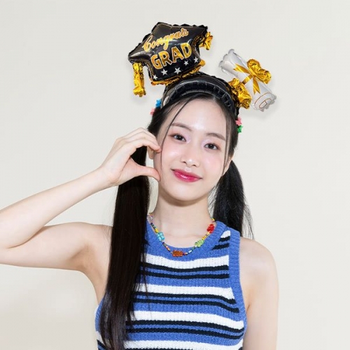 [파티붕붕]콩그렛츠 GRAD 풍선머리띠 / 졸업 학사모 풍선 머리띠 졸업식 축하 파티 소품