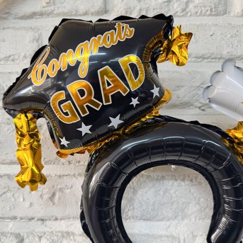 [파티붕붕]콩그렛츠 GRAD 풍선머리띠 / 졸업 학사모 풍선 머리띠 졸업식 축하 파티 소품