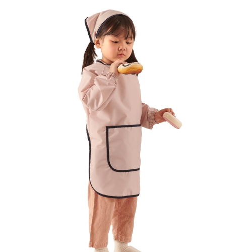 베베슈에뜨 유아동 파스텔 방수 긴팔 미술가운, 방수 두건 세트