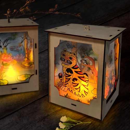 [탑키드] 전통 민화 우드 LED 장식 조명 무드등 만들기(약11 x 10.5 x 15.4cm)