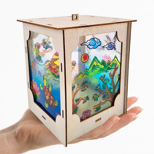 [탑키드] 전통 민화 우드 LED 장식 조명 무드등 만들기(약11 x 10.5 x 15.4cm)