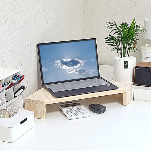 [소나무향기] 원목 코너 모니터 받침대 (2종 택1)