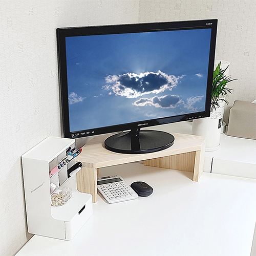 [소나무향기] 원목 코너 모니터 받침대 (2종 택1)