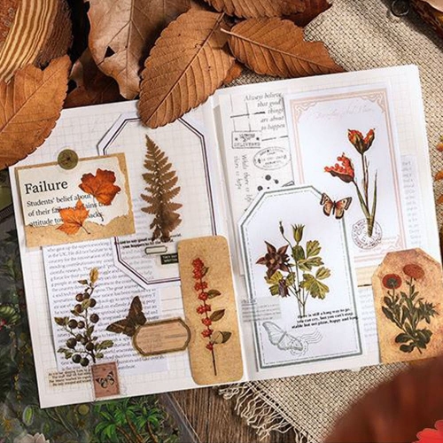 가을낙엽8장 은행잎/단풍잎 투명방수스티커