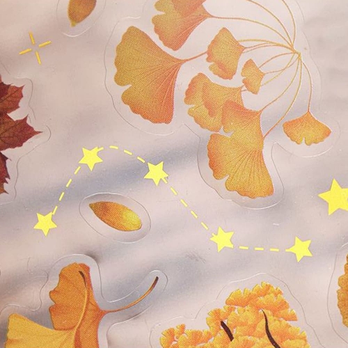 가을낙엽8장 은행잎/단풍잎 투명방수스티커