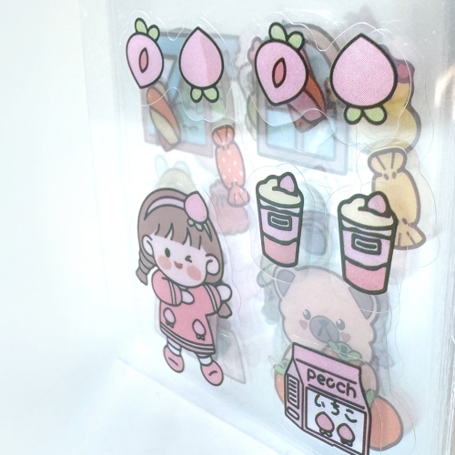 귀여운 일러스트그림 투명/방수 스티커1통