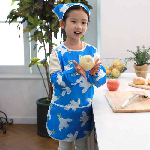 베베슈에뜨 유아동 단독 디자인 방수 민소매 앞치마, 방수 두건, 방수 팔토시 세트