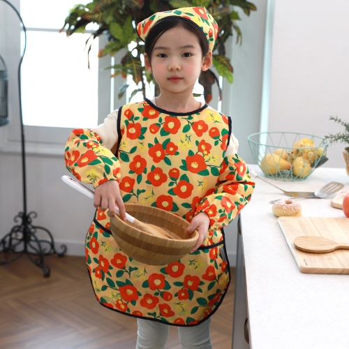 베베슈에뜨 유아동 단독 디자인 방수 민소매 앞치마, 방수 두건, 방수 팔토시 세트