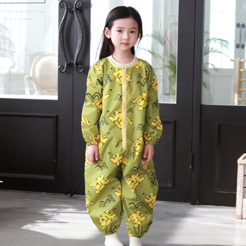 베베슈에뜨 유아동 오리지널 원단 방수 올인원 전신 미술가운, 방수 두건 세트