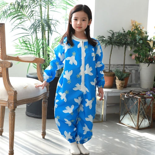 베베슈에뜨 유아동 오리지널 원단 방수 올인원 전신 미술가운, 방수 두건 세트