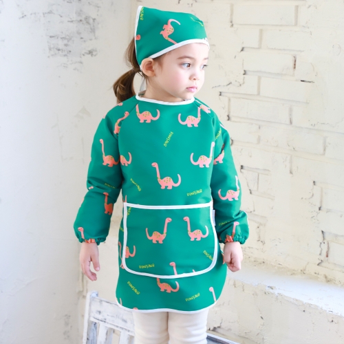 베베슈에뜨 유아동 시바견류 방수 긴팔 미술가운, 방수 두건 세트