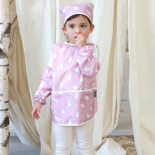 베베슈에뜨 유아동 시바견류 방수 민소매 앞치마, 방수 두건, 방수 팔토시 세트